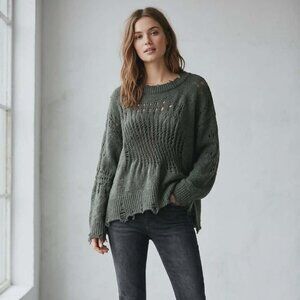 NWT Zara Ripped Open Knit Distressed Pullover Sweater - Size M